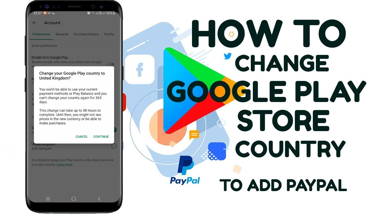 how to change country in google play store