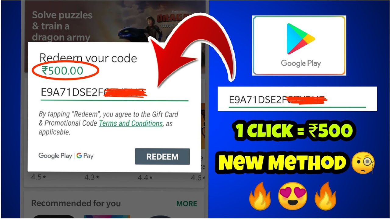 redemption code for google play store