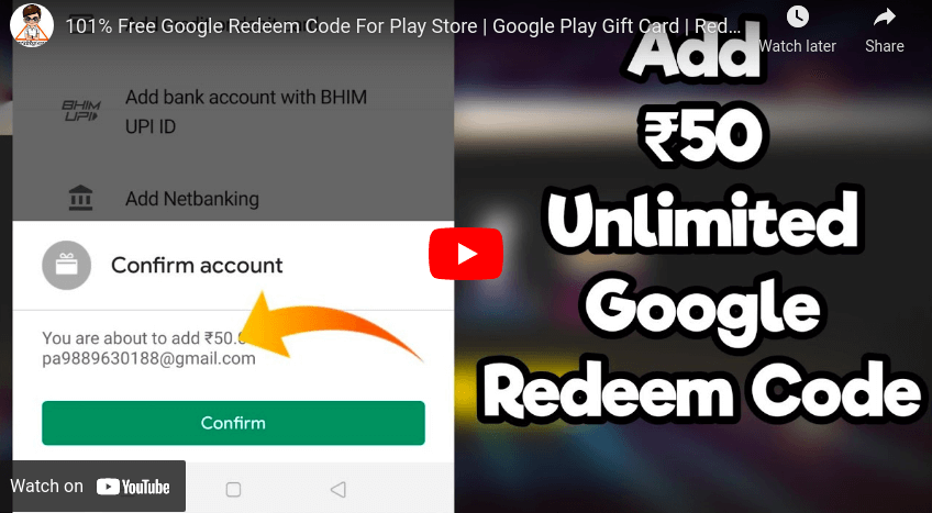 101% Free Google Redeem Code For Play Store | Google Play Gift Card | Redeem Code For Play Store from Tech mirrors