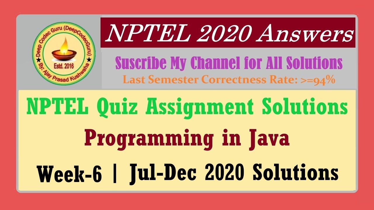 Programming in Java Quiz Solution | Week-6 Programming Assignment Q1-5 Solution | NPTEL Jul-Dec 2020 Java programming tricks from Techmirrors
