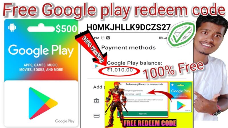 100% free Google play redeem code | how to get free google play redeem code for play store 2020 Android tips from Tech mirrors